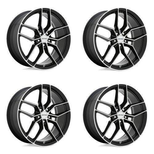 Set 4 Petrol P5C 17x8 5x110 Gloss Black W/ Machined Face Wheels 17" 40mm Rims