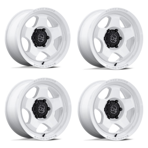 Set 4 17" Black Rhino Hard Alloys BR031 Sol Gloss White 17x8.5 6x5.5 0mm Wheels