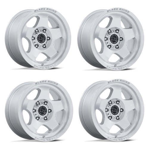 Set 4 17" Black Rhino Hard Alloys BR031 Sol Silver Machined Face 17x8 5x110 38mm