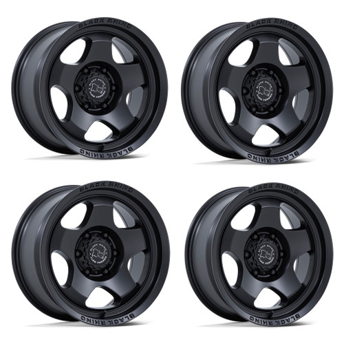 Set 4 17" Black Rhino Hard Alloys BR031 Sol Matte Black 17x8 6x5.5 30mm Wheels