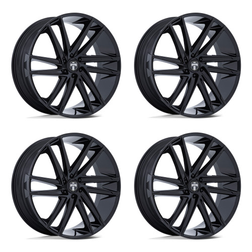 Set 4 24" DUB DC275 Blaze Gloss Black 24x10 Wheels 6x5.5 25mm Truck SUV Rims