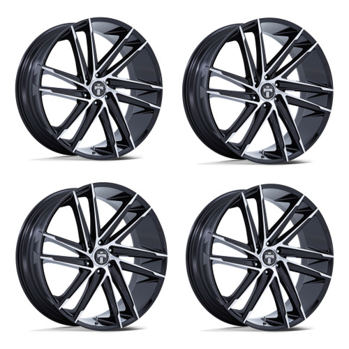 Set 4 24" DUB DC275 Blaze Gloss Black Machined Face 24x10 Wheels 6x5.5 25mm Rims