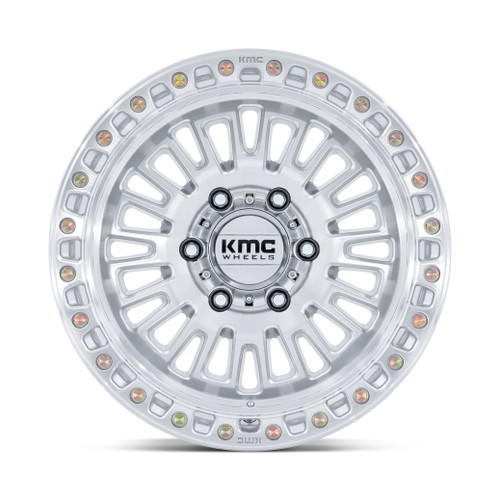 17" KMC KM554 Aztec Gloss Silver Machined Face 17x8.5 Wheel 5x5.0 0mm Rim