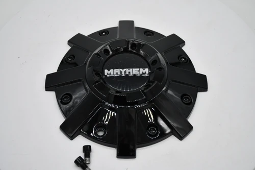 Mayhem Wheels Cogent 8107 gloss black center cap, SKU C108107B, 9-inch replacement cap for compatible Mayhem Cogent wheels