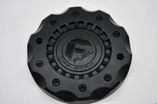 Close-up of the Fuel Off-Road 1005-93BLD Militia center cap showing its black finish and Fuel logo.