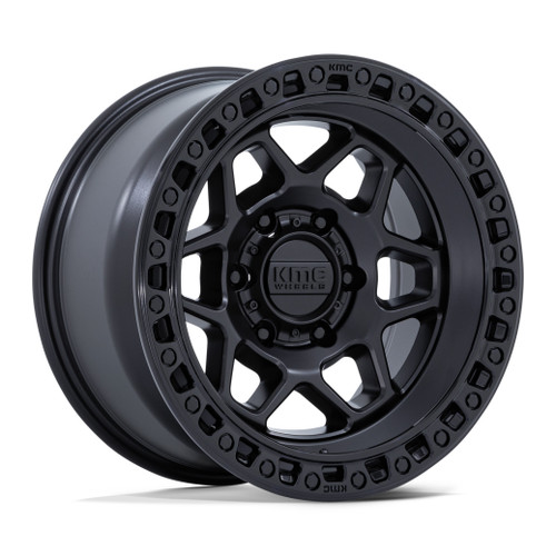 Set 4 17" KMC KM553 Torx Matte Black Gloss Black Lip 17x8.5 6x5.5 25mm Wheels
