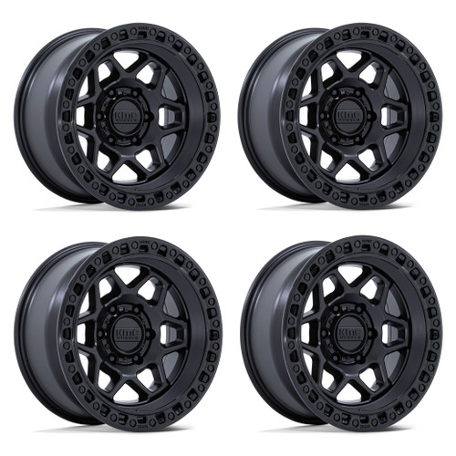 Set 4 17" KMC KM553 Torx Matte Black Gloss Black Lip 17x8.5 Wheels 6x135 0mm Rim