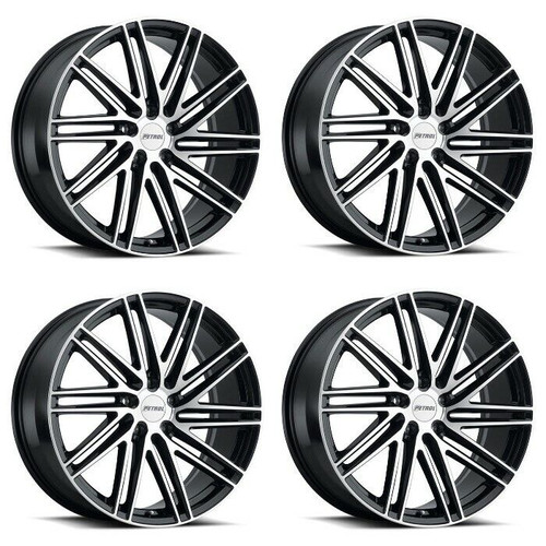 Set 4 Petrol P1C 17x8 5x4.25 Gloss Black W/ Machined Face Wheels 17" 40mm Rims