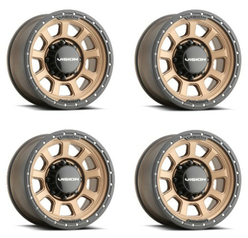 Set 4 15" Vision Off-Road 350 Ojos Bead Lock Bronze Wheels 15x8 6x5.5 Rims -28mm