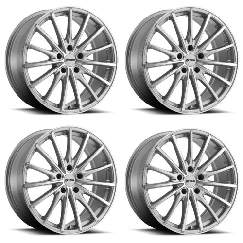 Set 4 Petrol P3A 17x8 5x4.25 Silver W/ Machined Cut Face Wheels 17" 40mm Rims
