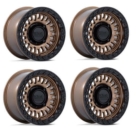 Set 4 15" KMC Powersports KS242 Aztec Beadlock Bronze Black Ring 15x104x137 0mm