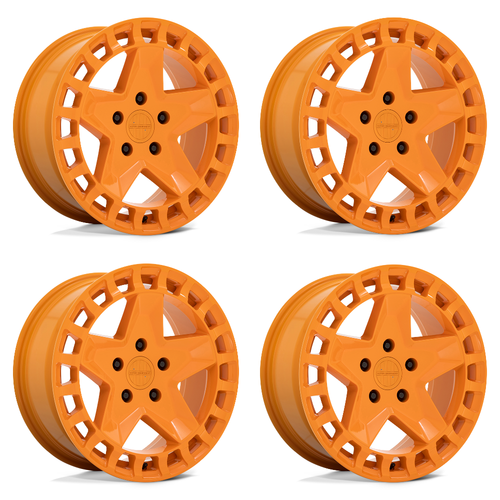 Set 4 Victor Equipment Alpen 17x8 5x130 Gloss Orange Wheels 17" 20mm Rims