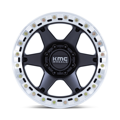 17" KMC KM238 VI Beadlock Satin Black Machined Ring 17x9 Wheel 6x135 1mm Rim