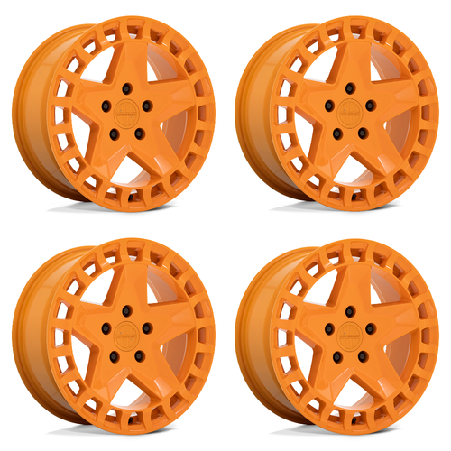 Set 4 Victor Equipment Alpen 17x8 5x130 Gloss Orange Wheels 17" 10mm Rims