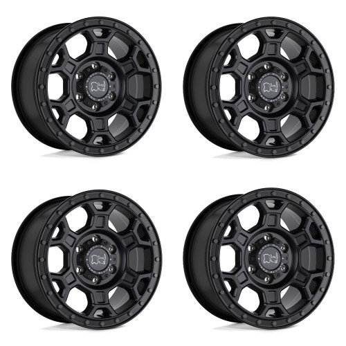 Set 4 Black Rhino Midhill 17x8 5x130 Black W/ Gunmetal Bolts Wheels 17" 45mm
