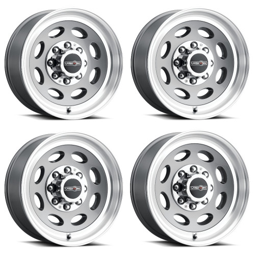 Set 4 19.5" Vision 81 Heavy Hauler Gunmetal Machined Lip 19.5x7.5 Wheels 8x180 25mm Rims