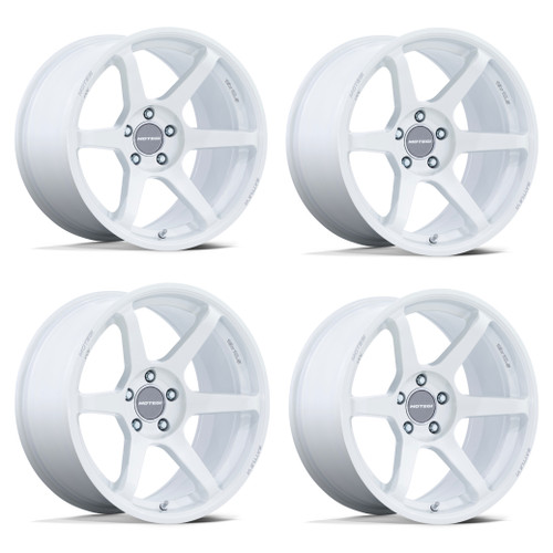 Set 4 18" Motegi MR160 Battle VI Matsuri White Pearl 18x8.5 5x100 30mm Wheels