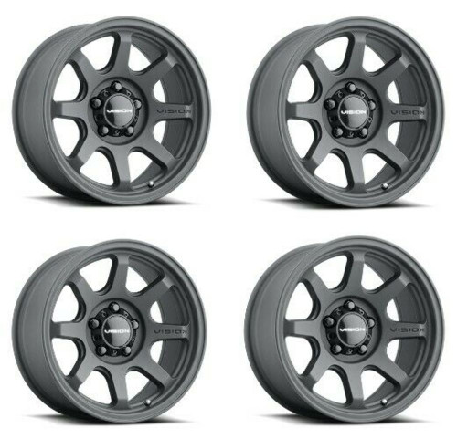 Set 4 16" Vision Off-Road 351 Flow Satin Black Wheels 16x8 5x5 Truck Rims 0mm
