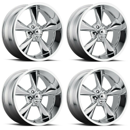 Set 4 17" Voxx B/G Rod Works Old School Chrome Wheels 17x8 5x4.75 6mm Rims