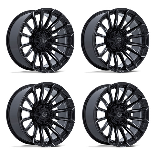 Set 4 20" Fuel FC889 Blade Gloss Black Milled 20x9 Wheels 8x170 1mm Truck Rims