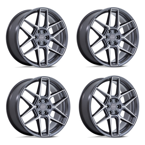 Set 4 20" Niche NC281 Rise Anthracite Machined Face 20x10.5 5x120 38mm Wheels
