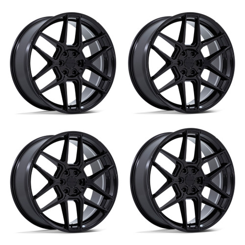Set 4 22" Niche NC281 Rise Gloss Black 22x9.5 Wheels 5x115 15mm 1PC Rims