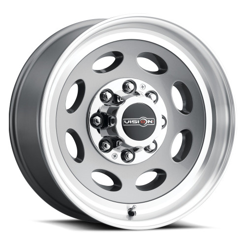 19.5" Vision 81 Heavy Hauler Gunmetal Machined Lip 19.5x7.5 Wheel 8x6.5 0mm Rim