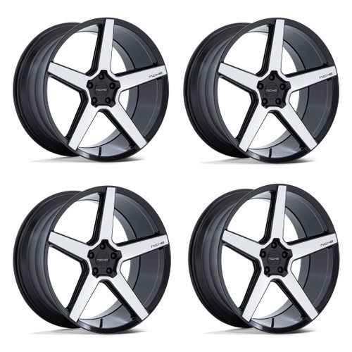 Set 4 20" Niche NC283 Modena Gloss Black Machined Face 20x9 Wheels 5x4.5 35mm