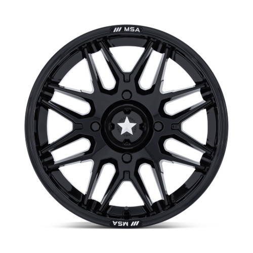 16" MSA Offroad Wheels M52 Radar UTV Gloss Black 16x7 Wheel 4x156 10mm Rim