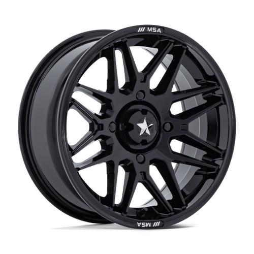 Set 4 15" MSA Offroad Wheels M52 Radar UTV Gloss Black 15x7 Wheels 5x4.5 10mm