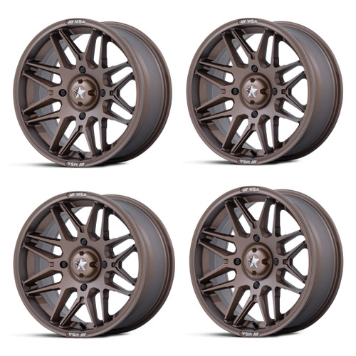 Set 4 14" MSA Offroad Wheels M52 Radar UTV Matte Bronze 14x7 Wheels 4x110 10mm