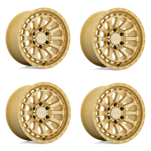 Set 4 Black Rhino Raid 17x8.5 6x5.5 Gold Wheels 17" 0mm For Nissan Truck Rims