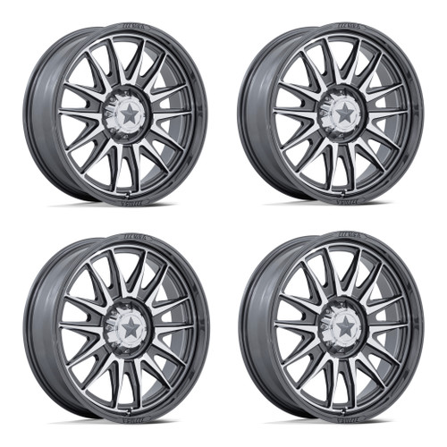 Set 4 15" MSA Offroad M55 Commander UTV Platinum Machined Face 15x7 4x110 10mm