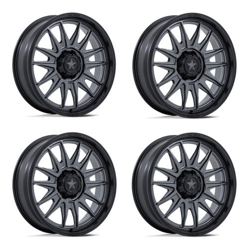 Set 4 24" MSA Offroad Wheels M55 Commander UTV Gunmetal M-Blk Lip 24x7 5x4.5 0mm