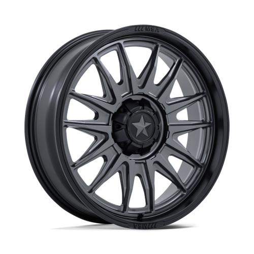 24" MSA Offroad Wheels M55 Commander UTV Gunmetal M-Blk Lip 24x10 5x4.5 -25mm