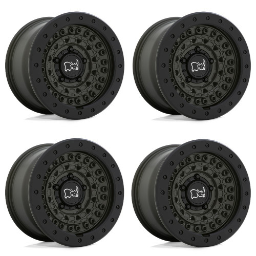 Set 4 Black Rhino Barricade 17x8.5 6x5.5 Green Black Rock Guard Wheels 17" -18mm Set 4 Black Rhino Barricade 17x8.5 6x5.5 Green Black Rock Guard Wheels 17" -18mm