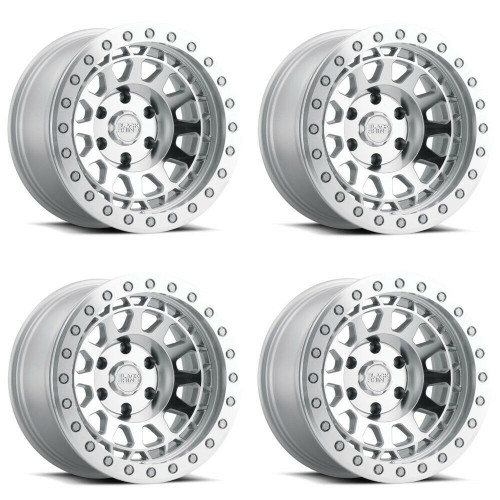 Set 4 Black Rhino Primm Beadlock 17x8.5 6x5.5 Silver Machine Wheels 17"