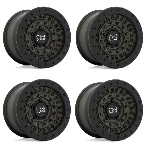 Set 4 17" Black Rhino Barricade 17x8.5 6x120 Green Black Rock Guard Wheels 10mm