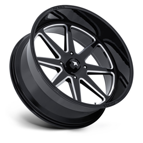 24" MSA Offroad Wheels M54 Spark UTV Gloss Black Milled 24x10 Wheel 4x137 -25mm