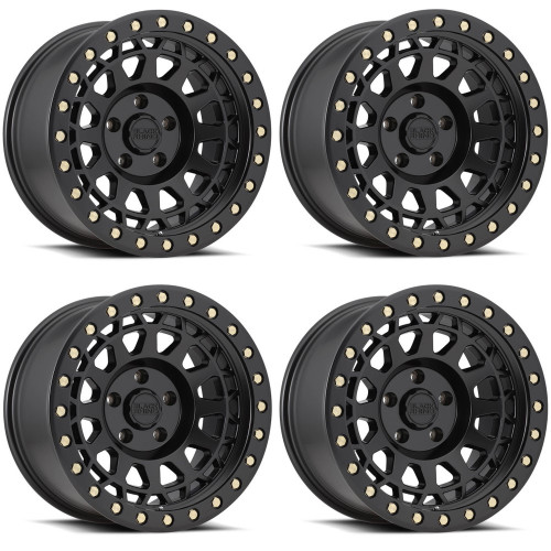 Set 4 Black Rhino Primm Beadlock 17x8.5 5x4.5 Black Brass Bolts Wheels 17" -38mm