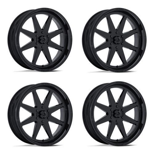 Set 4 22" MSA Offroad Wheels M54 Spark UTV Gloss Black 22x7 Wheels 4x156 0mm Rim