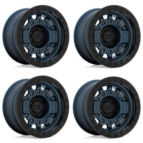 Set 4 Black Rhino Avenger Beadlock 17x8.5 6x5.5 Navy Blue Black Wheels 17" -30mm