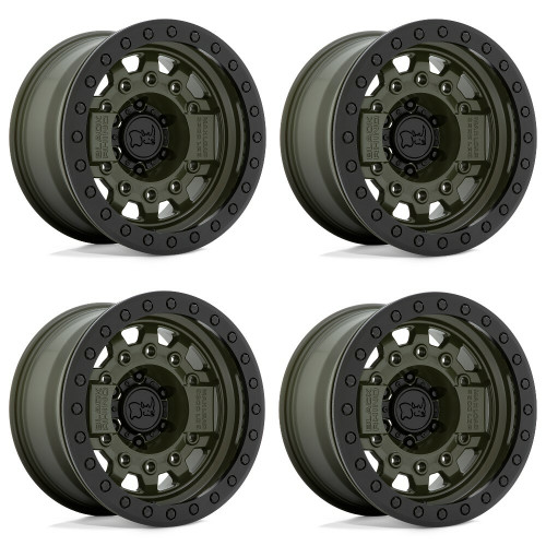 Set 4 Black Rhino Avenger Beadlock 17x8.5 5x5 Drab Green Black Wheels 17" -32mm