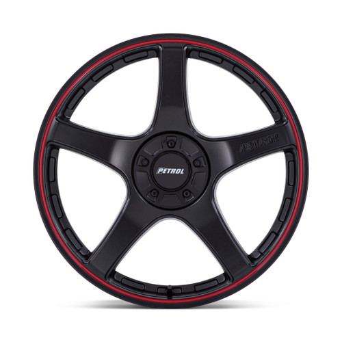 18" Petrol PE003 P2E Matte Black Red Lip 18x8 Wheel 5x112 5x120 35mm Rim