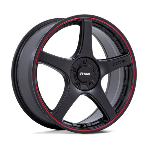 17" Petrol PE003 P2E Matte Black Red Lip 17x8 Wheel 5x100 5x120 35mm Rim