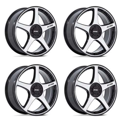 Set 4 17" Petrol PE003 P2E Black Machined Face 17x8 Wheels 5x110 5x115 40mm Rims
