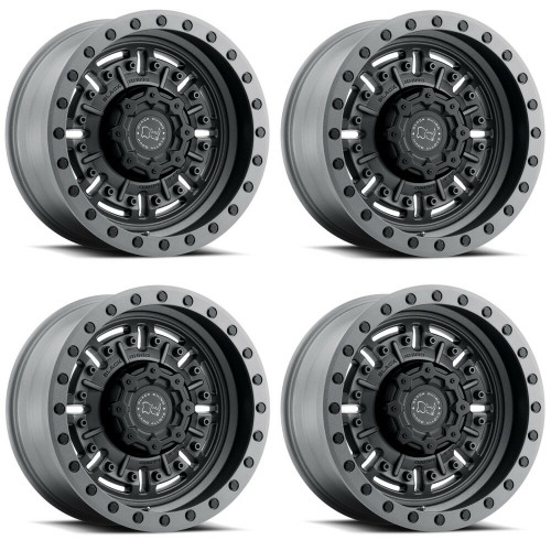 Set 4 17" Black Rhino Abrams 17x8.5 6x135 0mm Textured Matte Gunmetal Wheels