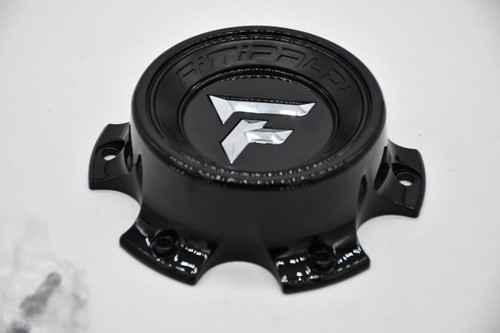 Fittipaldi Black Cap with Chrome Logo Wheel Center Cap Hub Cap FI-6H-01-SG(B) 5.5" 6 Lug