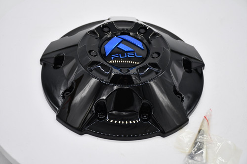 Fuel Gloss Black Blue Logo Wheel Center Cap Hub Cap 1003-88GBK 8.5" D644 Contra 8 Lug