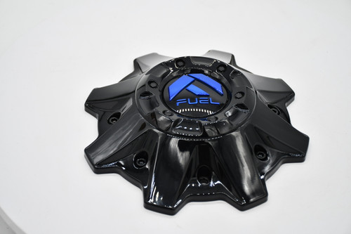 Fuel Gloss Black Blue Logo Wheel Center Cap Hub Cap U1001-83GBK 8.5" D645 Stroke 8 Lug